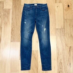MOTHER Dark Blue Distressed Ankle Jeans